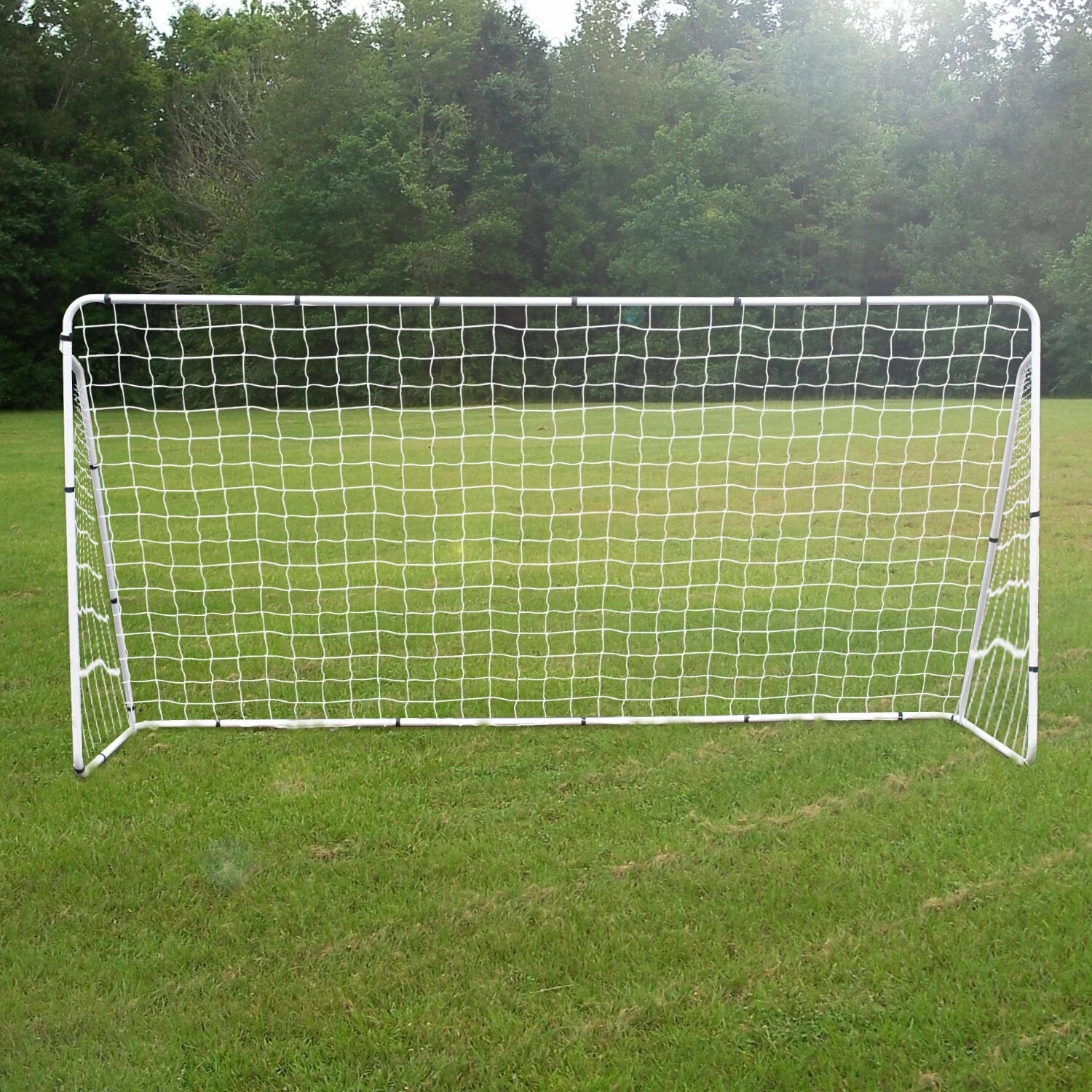 Football Post Soccer Goal Target Net 12 Ft. X 6 Ft. Football Shooting Training Aid Ultimate Backyard Outdoor Kids Official Soccer Goal, Steel Frame