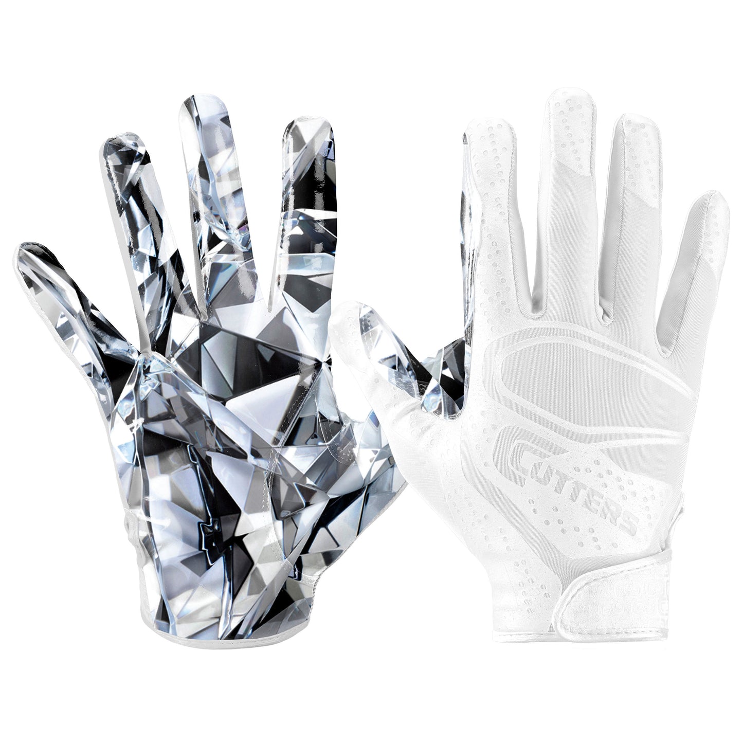 | Game Day Elite Football Receiver Gloves with Silicone Grip | Adult Unisex | Large/Extra Large | White Diamond
